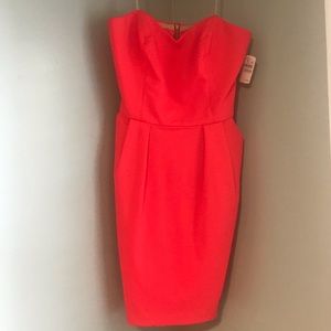Amanda Uprichard Strapless Ponte Dress-Neon Orange